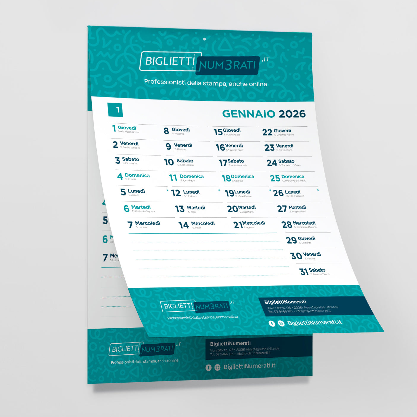 Calendari olandesi da parete formato 30x47 personalizzato