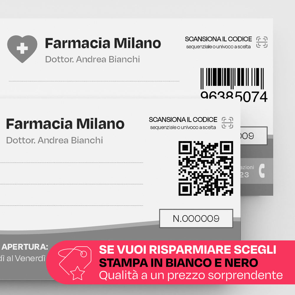 Blocchetti con matrice e codici a barre personalizzati