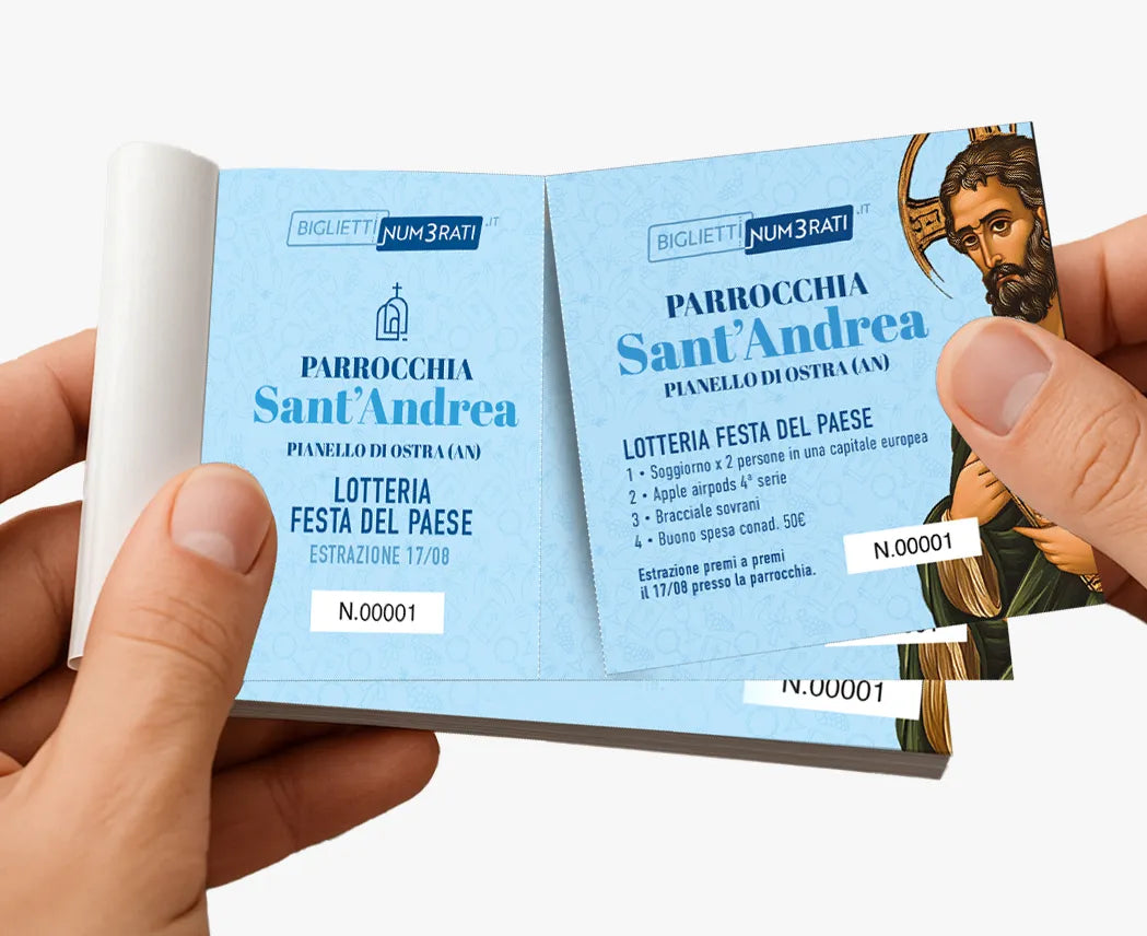 esempio biglietto con matrice per lotteria parrocchiale